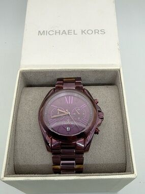 Michael Kors MK6721 Bradshaw Purple Chronograph Watch Box Extra Links